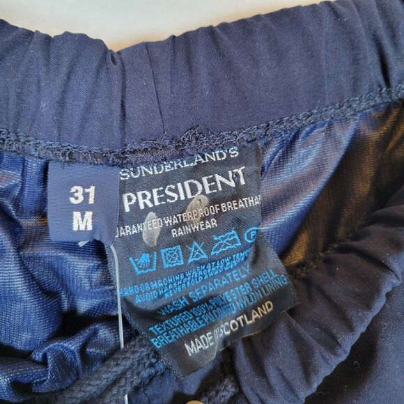 Sunderland's Scotland Mens President Rainwear Pants Size 31 Blue Golf Active - Picture 4 of 9